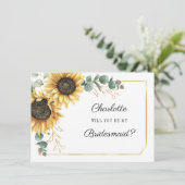  Sunflower Be My Bridesmaid Card 招待状 (スタンド正面)