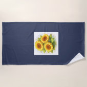 Sunflower Beach Towel Watercolor ビーチタオル (正面)