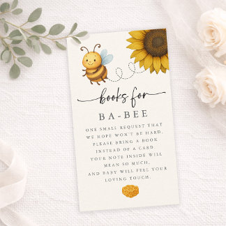 Sunflower Bee Baby Shower Book Request Card 名刺