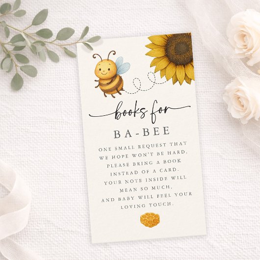 Sunflower Bee Baby Shower Book Request Card 名刺