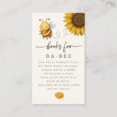 Sunflower Bee Baby Shower Book Request Card 名刺 (正面)