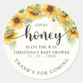 Sunflower Bee Baby Shower Gender Neutral ラウンドシール