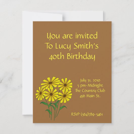 Sunflower Birthday Invitation 招待状 (正面)