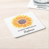 Sunflower Birthday Party スクエアペーパーコースター (アングル)