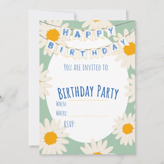 Sunflower Birthday Party Invitation 招待状 (正面)