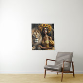 Sunflower Black Woman With Lion タペストリー (インサイチュ)