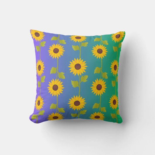 Sunflower Bliss – Vibrant Floral Pattern Pillow Co クッション (正面)
