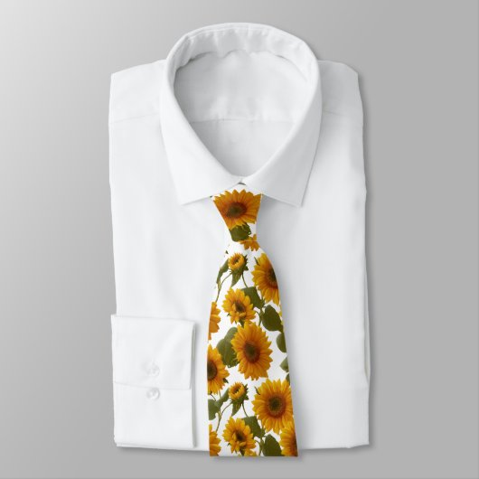 Sunflower Bloom Floral Pattern ネクタイ (タイ)