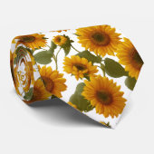 Sunflower Bloom Floral Pattern ネクタイ (ロール)