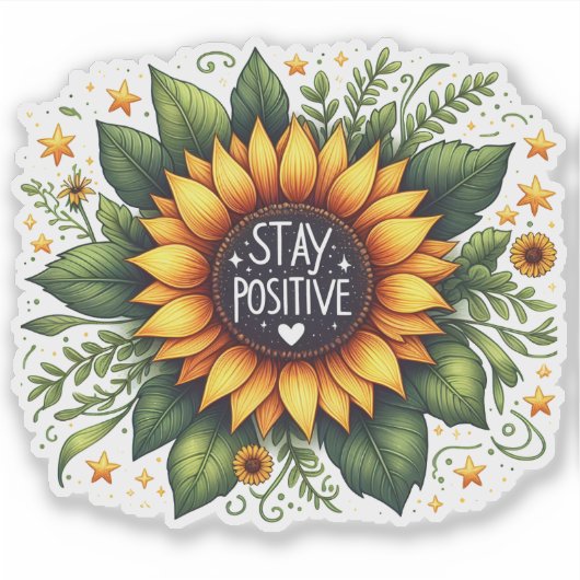 Sunflower Blooms With a Positive Message シール (正面)