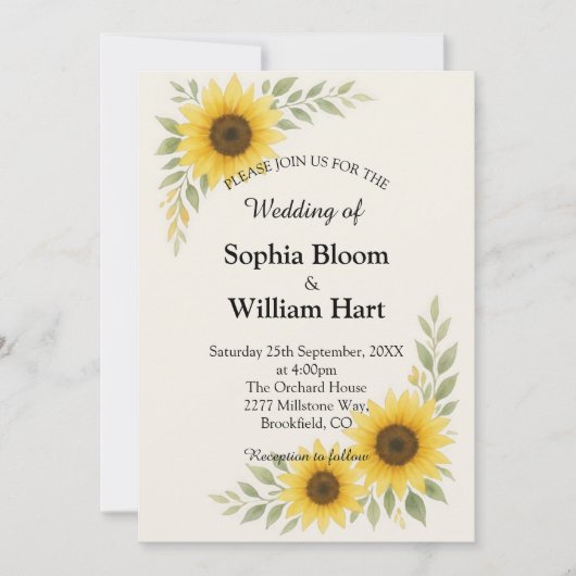 Sunflower Border Wedding Invitation 招待状 (正面)