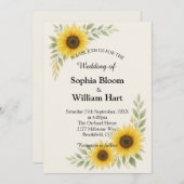 Sunflower Border Wedding Invitation 招待状 (正面/裏面)