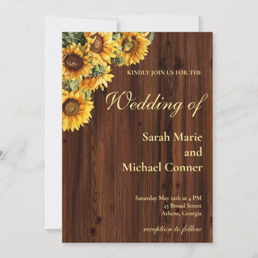 Sunflower Botancial Wedding Invitation 招待状 (正面)