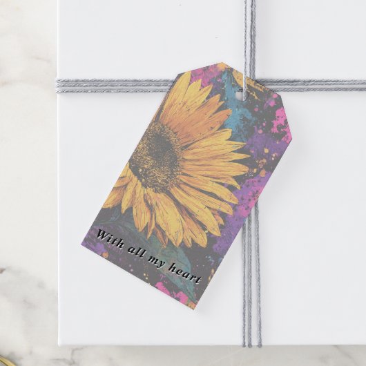 Sunflower Botanical Acrylic Painted Floral ギフトタグ