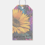 Sunflower Botanical Acrylic Painted Floral ギフトタグ (正面)