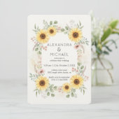 Sunflower Botanical Rustic Wedding Invitation 招待状 (スタンド正面)