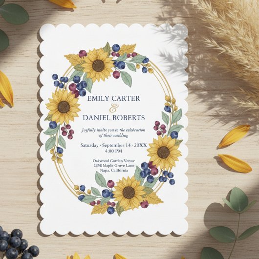 Sunflower Botanical Wedding Invitation 招待状
