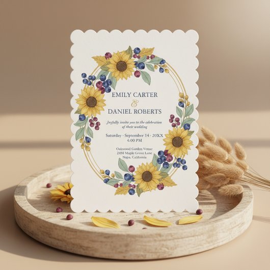 Sunflower Botanical Wedding Invitation 招待状