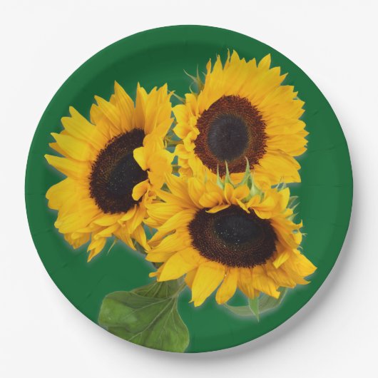 Sunflower Bouquet Disposable Paper Plate ペーパープレート (正面)