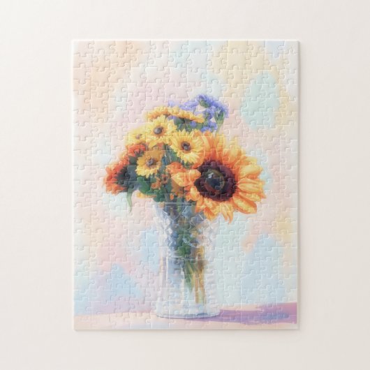 Sunflower Bouquet Flower Art Puzzle ジグソーパズル (縦)