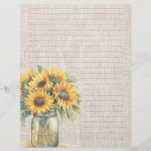 Sunflower Bouquet Lined Scrapbook Paper (正面)
