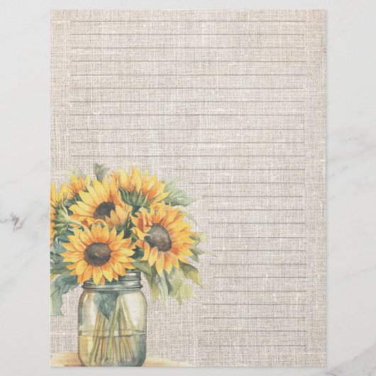 Sunflower Bouquet Lined Scrapbook Paper (正面)