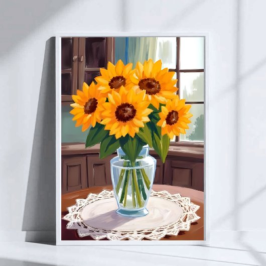 Sunflower Bouquet Watercolor Floral Yellow Painted ポスター