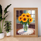Sunflower Bouquet Watercolor Floral Yellow Painted ポスター