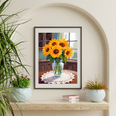 Sunflower Bouquet Watercolor Floral Yellow Painted ポスター