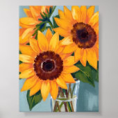 Sunflower Bouquet | Yellow Watercolor Floral ポスター (正面)