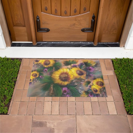 Sunflower Breeze by Jason Street ドアマット (室外)