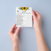 Sunflower Bridal Shower Trivia Question チラシ (手)