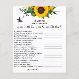 Sunflower Bridal Shower Trivia Question チラシ