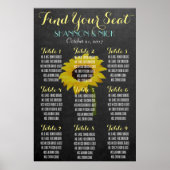 Sunflower Bride 9 Table Autumn Chalkboard Wedding ポスター (正面)