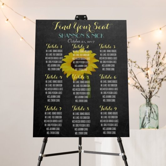 Sunflower Bride 9 Table Autumn Chalkboard Wedding ポスター