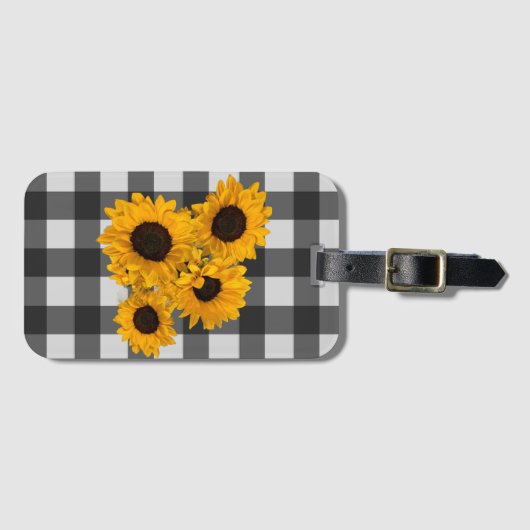 Sunflower Buffalo Plaid ラゲッジタグ (正面横)