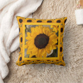 Sunflower & Buffalo Plaid Pillow クッション (ブランケット)