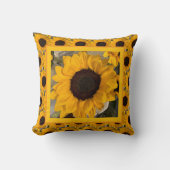 Sunflower & Buffalo Plaid Pillow クッション (正面)