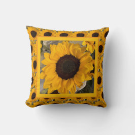 Sunflower & Buffalo Plaid Pillow クッション