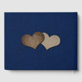 Sunflower Burlap String Lights Navy Blue Wedding ゲストブック (裏面)