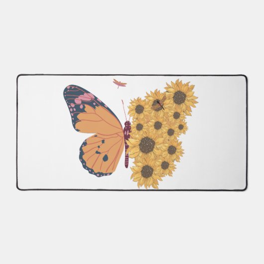 Sunflower Butterfly Hybrid Aesthetic Mouse Pad デスクマット (正面)