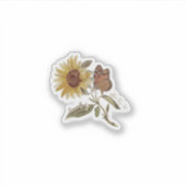 Sunflower Butterfly Sticker, Grounded Roots Decal シール (正面)