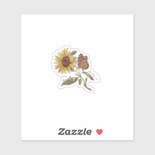 Sunflower Butterfly Sticker, Grounded Roots Decal シール (シート)