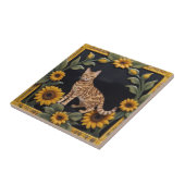 Sunflower Cats - Bengal Cat & Yellow Sunflowers タイル (側面)