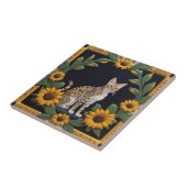 Sunflower Cats - Savannah Cat & Yellow Sunflowers タイル (側面)