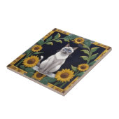Sunflower Cats - Siamese Cat & Yellow Sunflowers タイル (側面)