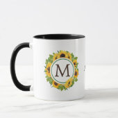 Sunflower Circle Wreath Monogram マグカップ (左)
