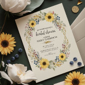 Sunflower Corner Bridal Shower Invite Rustic Style 招待状