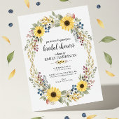 Sunflower Corner Bridal Shower Invite Rustic Style 招待状
