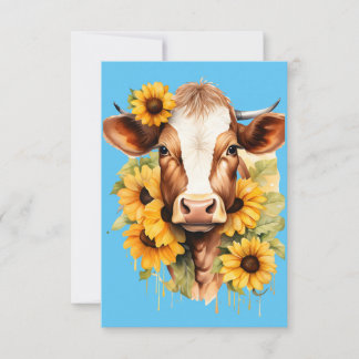 Sunflower Cow Thank You Card サンキューカード
